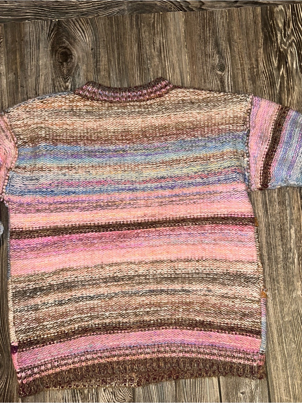 Lovestitch Kirby Patchwork Multicolor  Sweater Bohemian Oversized Crew Medium - Picture 4 of 9